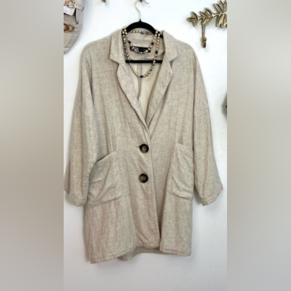 Zara Beige Linen Blend Blazer (M)
